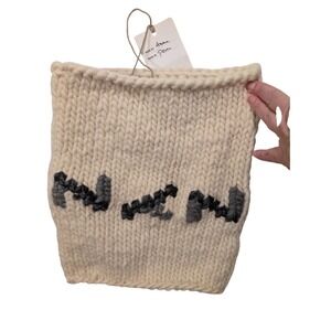 100% Wool and the Gang Chunky Knit‎ Cowl Neck Circle Scarf Cream Grey Handmade